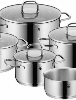 WMF Topf-Set Inspiration, Cromargan® Edelstahl Rostfrei 18/10 (Set, 9-tlg., Bratentopf Ø 20 cm, Fleischtopf Ø 16/20/24 cm, Stielkasserolle Ø 16 cm), Induktion