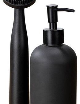 WENKO Spülmittelspender Modell Piedo, (Set, 3-tlg), Spül-Set, inkl. Spülbürste mit Halterung, Glas/Polyresin