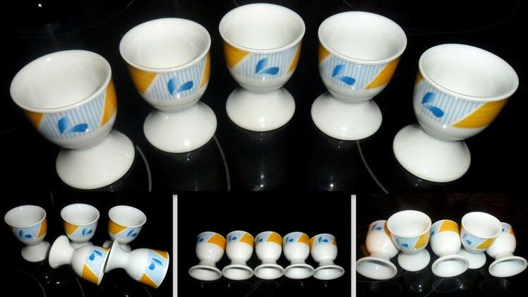 Retro Design 5 Eierbecher Porzellan*Neuwertiger Zustand* - Neunkirchen (Nordrhein-Westfalen)