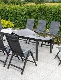 MERXX Garten-Essgruppe Taviano, (Set, 9-tlg), 8 Klappsessel, 5-fach verstellbar, Ausziehtisch