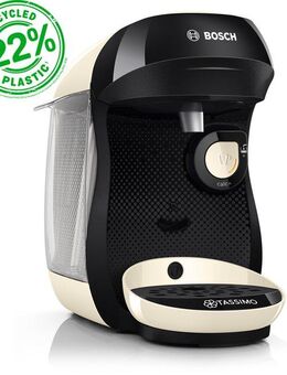 TASSIMO Kapselmaschine happy friendly TAS107E, über 70 Getränke, platzsparend, nachhaltig, geeignet für alle Tassen, Wassertank 0,7 L, schwarz/creme