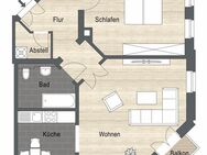 saniert: 2 Zimmer, offene Küche mit Einbauküche, Balkon, Bad mit Wanne - Leipzig
