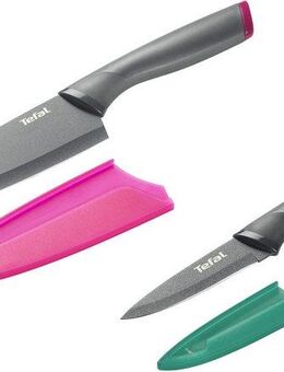 Tefal Messer-Set Fresh Kitchen (Set, 4-tlg), 2-tlg, Klingen aus rostfreiem Stahl, Titan-Versiegelung, Klingenschutz