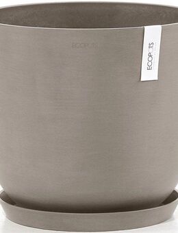 ECOPOTS Blumentopf Oslo 35 + Wassersystem Taupe, für innen und außen: frostsicher, bruchsicher und lichtbeständig