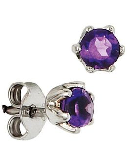 JOBO Paar Ohrstecker Ohrringe mit mit Amethyst, 925 Silber