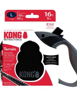 KONG Terrain Einziehbare Leine Schwarz - Größe L: bis 50 kg, Gurt-Länge ca. 5 m