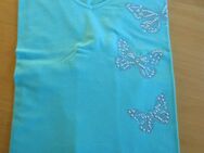 Damen T-Shirt mit Glitzer Schmetterlingen (Gr.52) Smaragd - Weichs