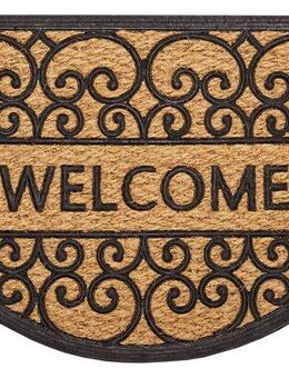 HANSE Home Fußmatte Welcome, Türmatte, halbrund, Höhe: 8 mm, Kokos, Gummi, Schmutzfangmatte, Outdoor, Rutschfest, Innen, Kokosmatte