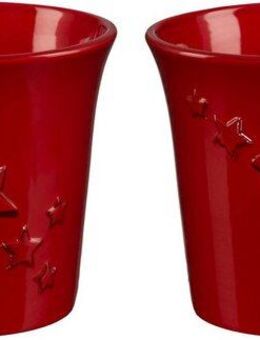 Creativ deco Übertopf Weihnachtsdeko rot (2 St), mit Sternen-Relief