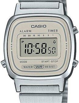 CASIO VINTAGE Chronograph LA670WEA-8AEF, Quarzuhr, Armbanduhr, Damenuhr, Digitaluhr, Datum, Edelstahlarmband