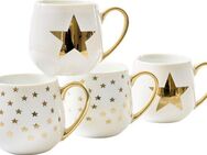Retsch Arzberg Becher GOLD STAR, Porzellan, zwei verschiedenen goldenen Sterndekoren im Set sortiert, 4-teilig