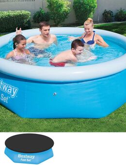 Set Pool Swimmingpool Rund mit Abdeckung 244x66cm - Wuppertal