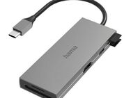 Hama USB-C Multiport Hub Laptop mit 6 Ports, USB-A, USB-C, HDMI, SD microSD USB-Adapter USB-C zu HDMI, SD-Card, USB Typ A, USB Typ C, 15 cm, Laptop Dockingstation, kompakt, robustes Gehäuse, silberfarben