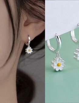 ☝️☝️☝️ 1 Paar Ohrringe, Gänseblümchen, Creolen, Silber, NEU ⭐⭐⭐⭐⭐ - Gersthofen
