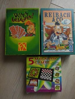 Dumm Gelaufen / Ravensburger Kartenspiel +Reibach&Co / FX Schmid Kartenspiel+5 magnetische Spiele Schach, Dame, Backgammon, Ludo, Leiterschlange zus. nur 6,- - Flensburg