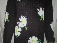 NEUw * Stylisch * Margeriten * Blüten * Grobstrick * Pullover "ALBA MODA" Gr. 38- 42/ S- M * Oversize * dunkel- blau * weiß * - Riedlingen