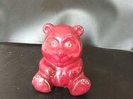 Teddybär Deko Porzellan. 14cm hoch ca. 9cm breit ca. 9cm lang - rot - Essen