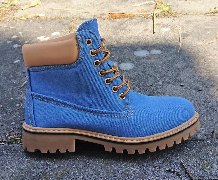 Gr. 36 + 40 + 41, Schnür- Boots / Stiefeletten in JEANS hellblau - Bruchköbel