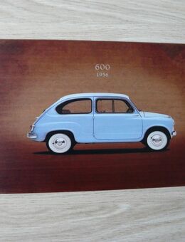 FIAT 600 von 1956 -- Metallschild / Blechschild - Leverkusen