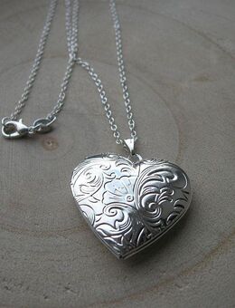 ☝️☝️☝️ Halskette, 925 Silber plat. + ❤️‍ Herz Medaillon, NEU ⭐⭐⭐⭐⭐ - Gersthofen