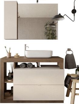 welltime Badmöbel-Set Hamburg, Badezimmerset 2tlg. Breite 110 cm, Badmöbel, Waschtisch inkl., (Spar-Set, 2-St), Waschbecken, Spiegelschrank mit LED Aufbauleuchte, Soft-Close-Funktion
