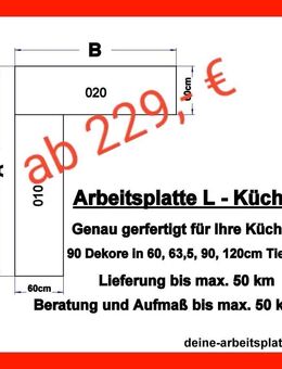 Top Preis Arbeitsplatte BN 230 Betondekor, L-Küche, bis 302x60cm, Eckverbindung - Oberhausen