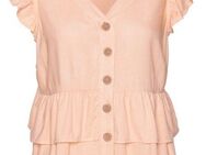 LASCANA Rüschenbluse mit kurzen Ärmeln, sommerliche Bluse mit Knopfleiste und Volant