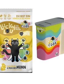 2 x 1,7 kg Lucky Lou Trockenfutter + Trockenfutterbehälter gratis! - Adult Geflügel & Huhn