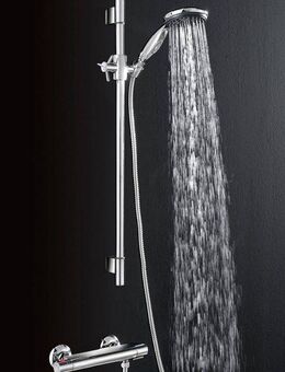 Schütte Duschsystem Aquasave, Höhe 60 cm, 5 Strahlart(en), Set, Duschsystem mit Thermostat, Duschkopf mit Schlauch und Halterung