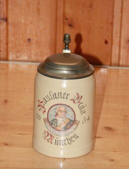 Paulaner Bräu München 1634 Bierkrug m Deckel Steinzeug Steingut Keramik 0,5L 3 - Borken