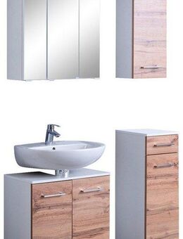 welltime Badmöbel-Set Avignon, (4-St), mit 3D-Spiegelschrank mit LED-Aufsatzleuchte