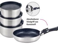 GSW Topf-Set EASY CLICK, Edelstahl (Set, 8-tlg), Das mehrteilige Kochtopf-Set ist ideal für den Camper geeignet.