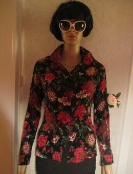 NEUw * Original VINTAGE * Romantik * Blumen * Blüten * Flower- Power * Seiden Crèpe * Hemd * Bluse "TAIFUN" Gr. 34- 36/ XS- S * schwarz * bunt * - Riedlingen