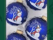 Krebs Glas Lauscha Weihnachtsbaumkugel Schneemann, Weihnachtsdeko, Christbaumschmuck, Christbaumkugeln Glas (4 St)