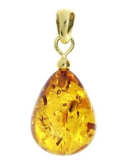 OSTSEE-SCHMUCK Kettenanhänger Ostsee-Schmuck Anhänger Tropfen ca. 20 mm lang - Gold 585/000 (1-tlg)