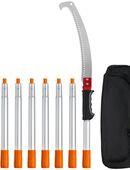 Teleskop Astsäge Manuell Baumsäge 1,4-3m einstellbar Hochentaster mit 8 Stangen Astschere Teleskop Klinge aus Kohlenstoffstahl Reichweit bis zu 298cm zum Beschneiden von Äste Büsche Stämme Set453 in 42105