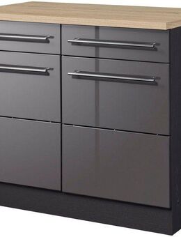 KOCHSTATION Unterschrank KS-Wien Breite 100 cm, 2 Türen, 2 Schubkästen, für viel Stauraum