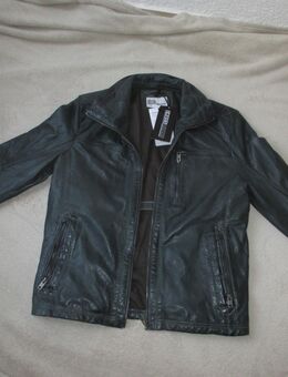 NEU mit ETIKETTEN * Herren oder Damen * Unisex * Echt * Lamm-Nappa Leder * Jacke "CROSS LINERS" Modell: LARS * Gr. 48- 50/ M- L * Petrol * schwarz * - Riedlingen