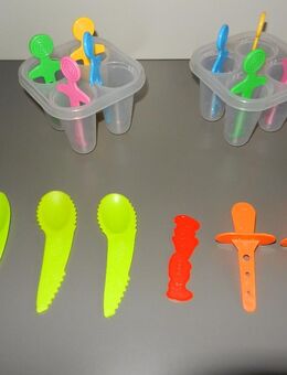 Eiscreme-Eis am Stiel-Formen, 2x 4er Eisform Plastik, Kiwi Löffel - Chemnitz