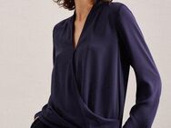 seidensticker Wickelbluse Schwarze Rose Langarm V-Neck Uni