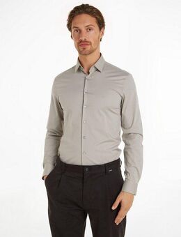 Calvin Klein Businesshemd POPLIN STRETCH SLIM SHIRT mit Kentkragen, Logoprint auf Brusthöhe