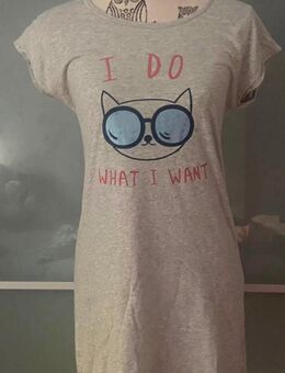 Lustiges graues T-Shirt-Kleid mit Katzenmotiv – Größe S - Gelsenkirchen