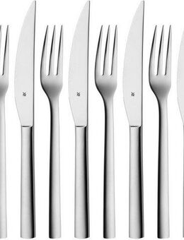 WMF Steakbesteck Nuova (12-tlg), 6 Personen, Cromargan® Edelstahl Rostfrei 18/10, Solide Monobloc Steakmesser