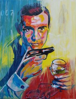 James Bond, Sean Connery Porträt Pop-Art handgemalt - Mönchengladbach