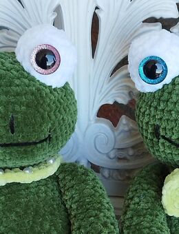 Frosch Pärchen❤Amigurumi Chenille Wolle Kuscheltier Plüschtier - Kerken