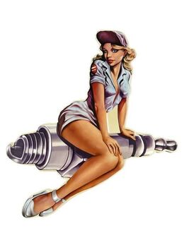 Schönes Blechschild Zündkerze mit Pin Up Girl - Hamburg