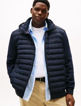 Tommy Hilfiger Big & Tall Kapuzensweatjacke BT-MIX MEDIA ZIP THROUGH Große Größen, mit gesteppten Einsatz, Stehkragen