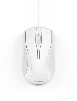 Hama Computermaus mit Kabel für Rechtshänder und Linkshänder, PC Maus Maus (kabelgebunden, Farbe Weiß, 3 Tasten, Optische Office Maus)