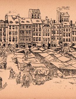 Grafik , Altmarkt in Warschau - Polen , von Bloch - Leonhardt , ca. 1917 , M16 - Görlitz