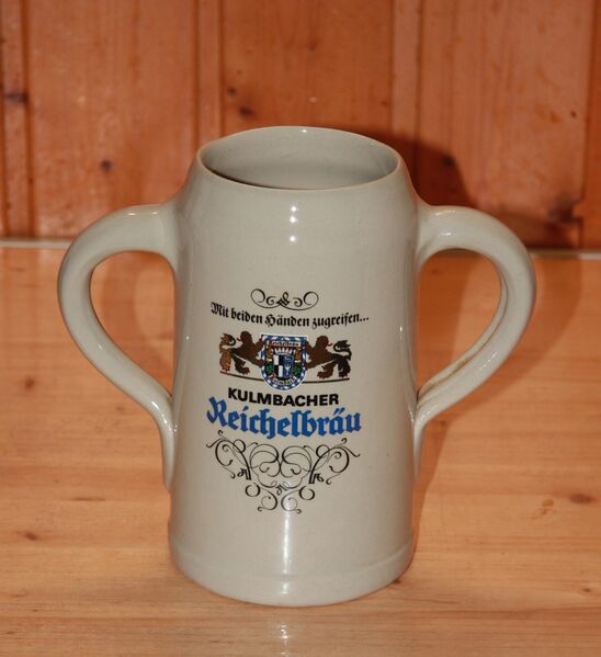 Reichelbräu Bierkrug 1 L ""Der Dubbeihänder"" Steinzeug Steingut Keramik neuwertig sahm - Borken